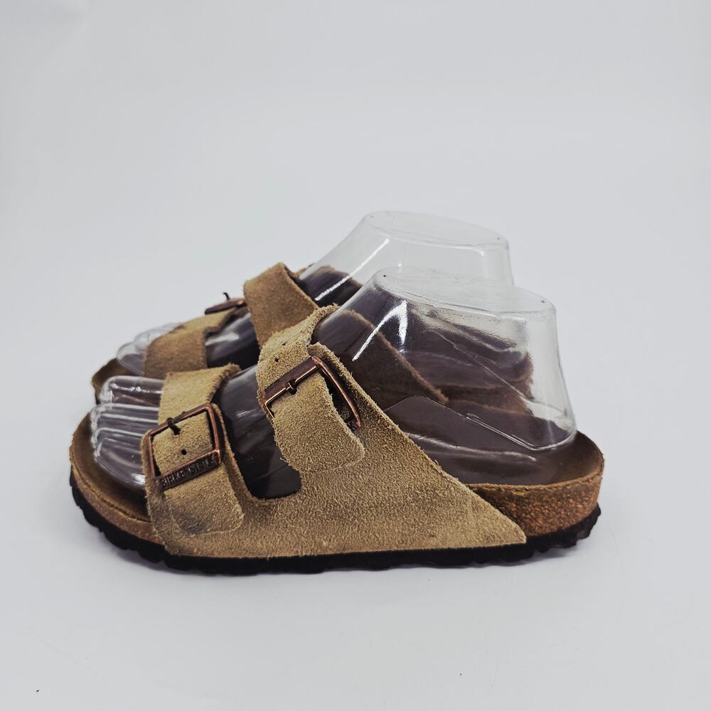 Birkenstock Arizona Soft Footbed Slide Suede Leather Sandal Taupe Women's 9 - Picture 3 of 9